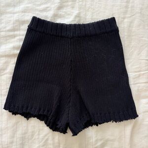 free people beach Black Ribbed Knit Women Shorts
